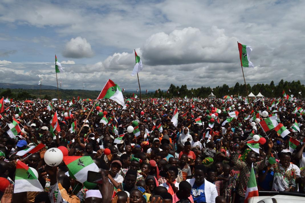 A rally on the first day of the ruling party’s campaign in Bugendana, Burundi, on April 27, 2020.