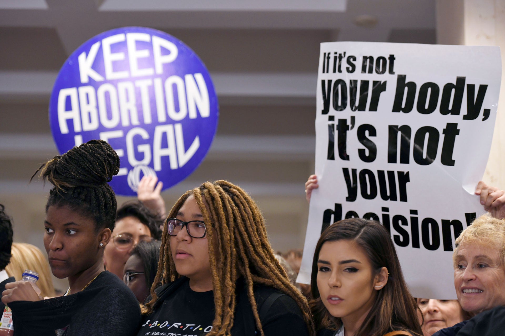 Opponents of Florida's "parental consent" bill gather for a press conference at the Capitol in Tallahasee, January 22, 2020. 