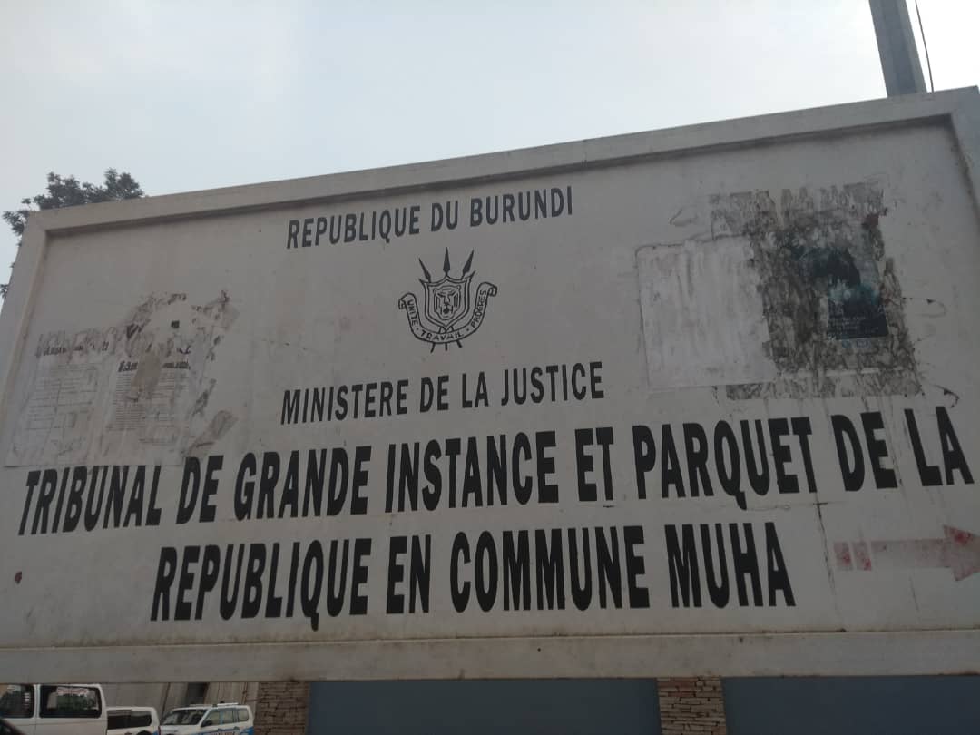 Sign outside the Muha High Court in Bujumbura, Burundi.