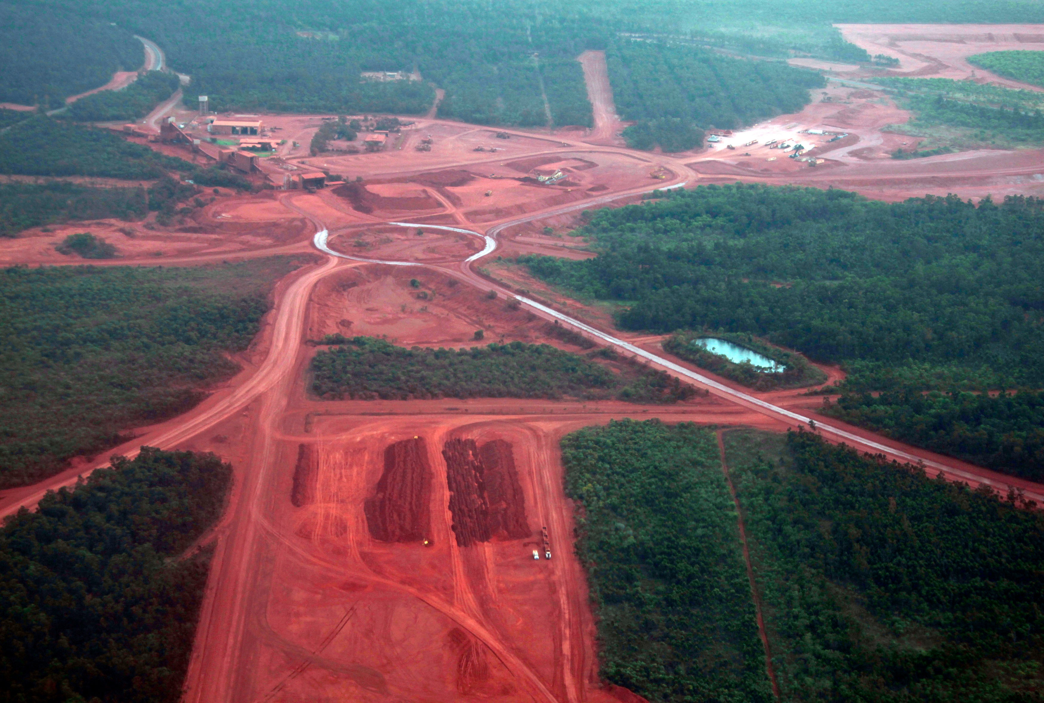 Aerial view of a mining site