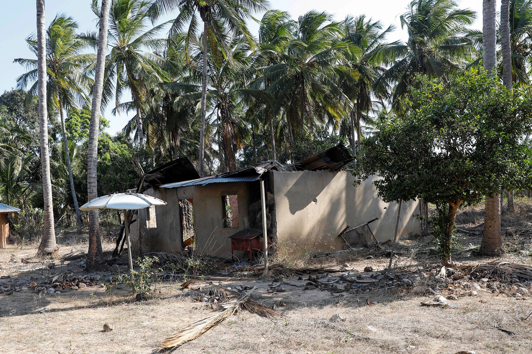 A destroyed house in the town of Mbau, Mozambique, September 23, 2021. 