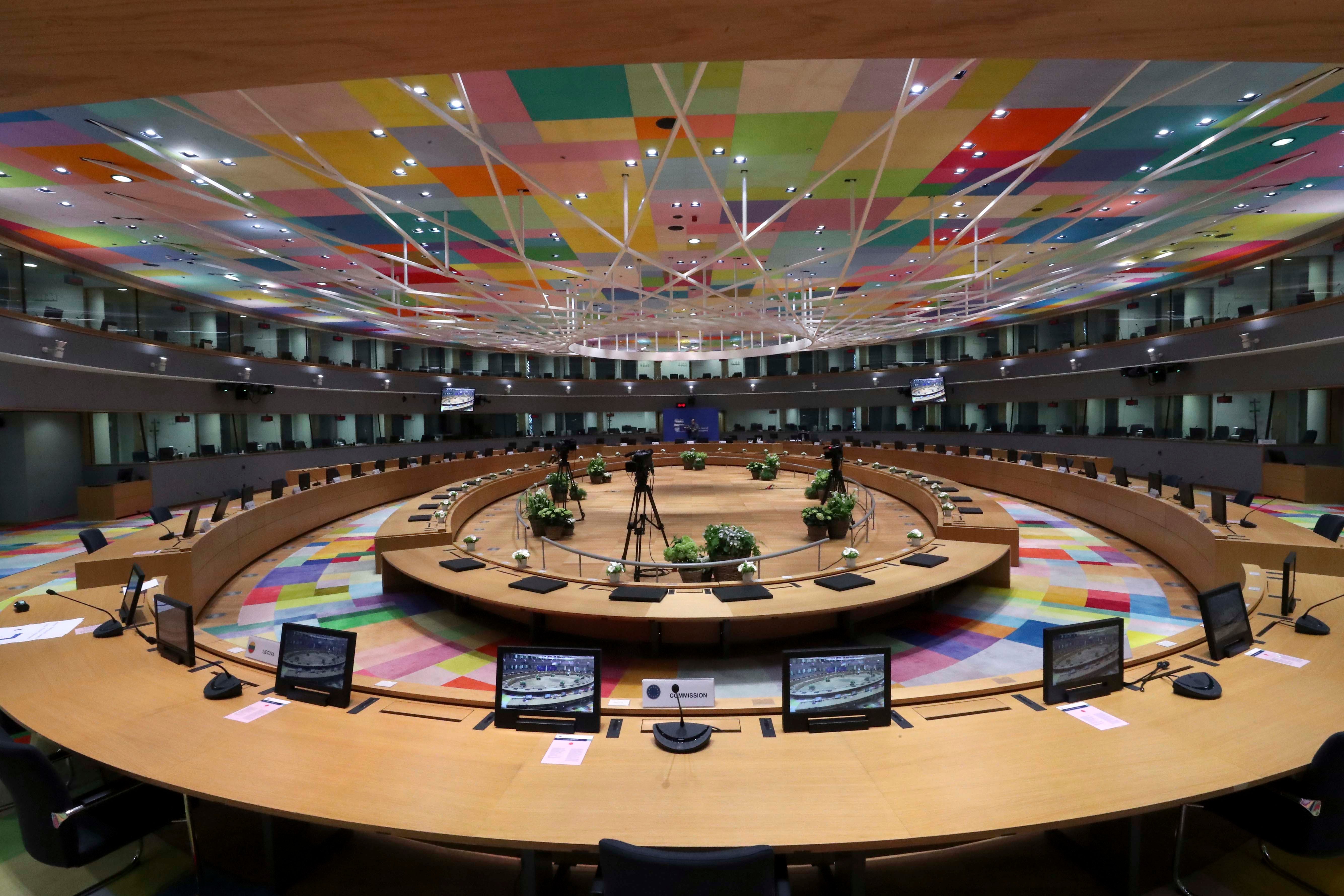 The European Council building in Brussels, July 16, 2020. 