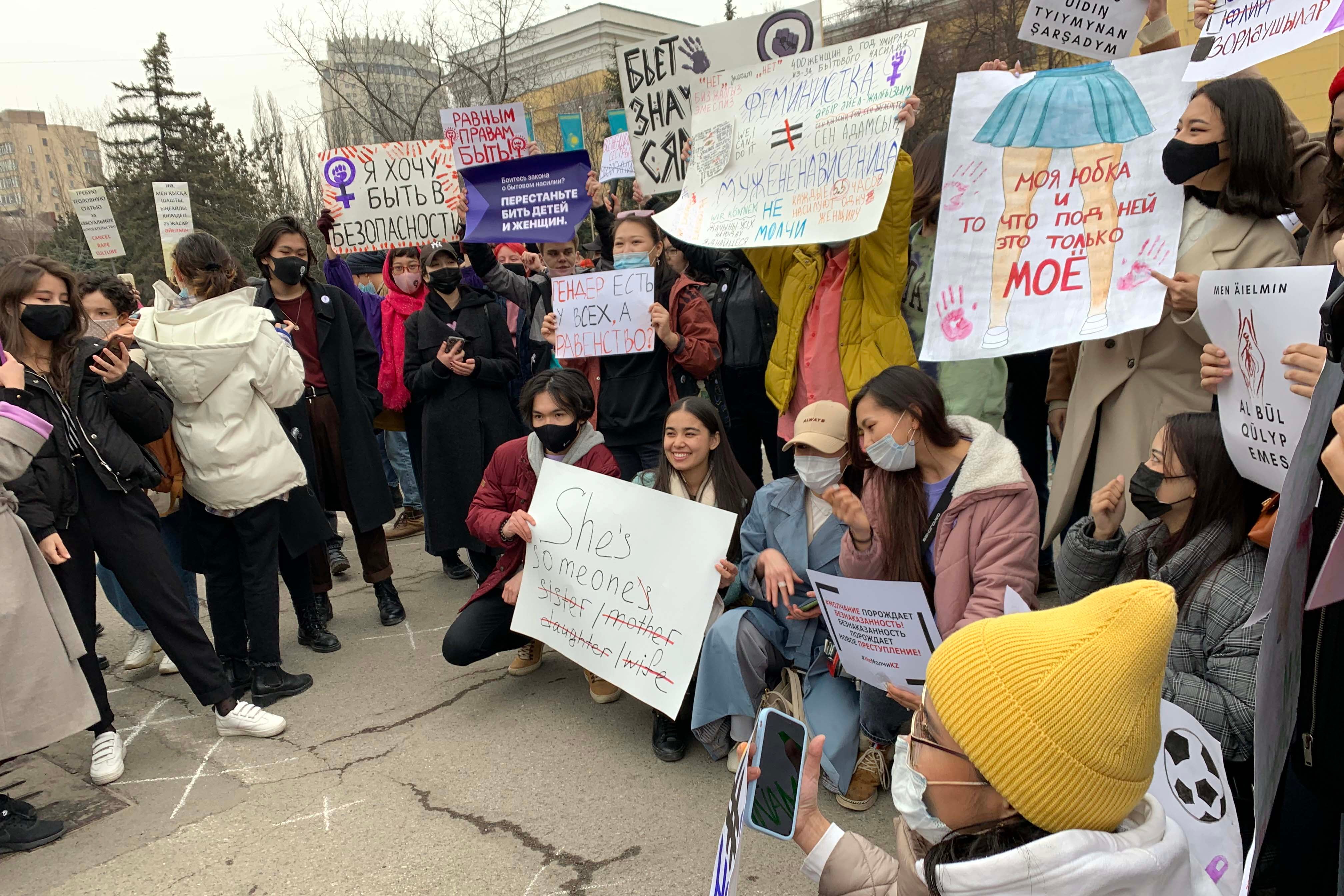 International Women’s Day march in Almaty, Kazakhstan, March 8, 2021.
