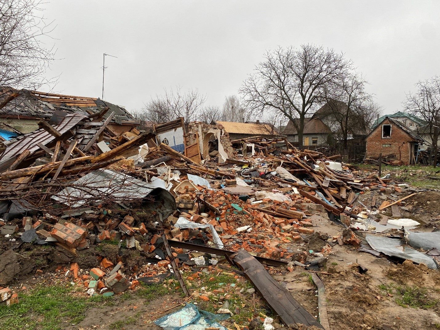 Damage to a group of homes