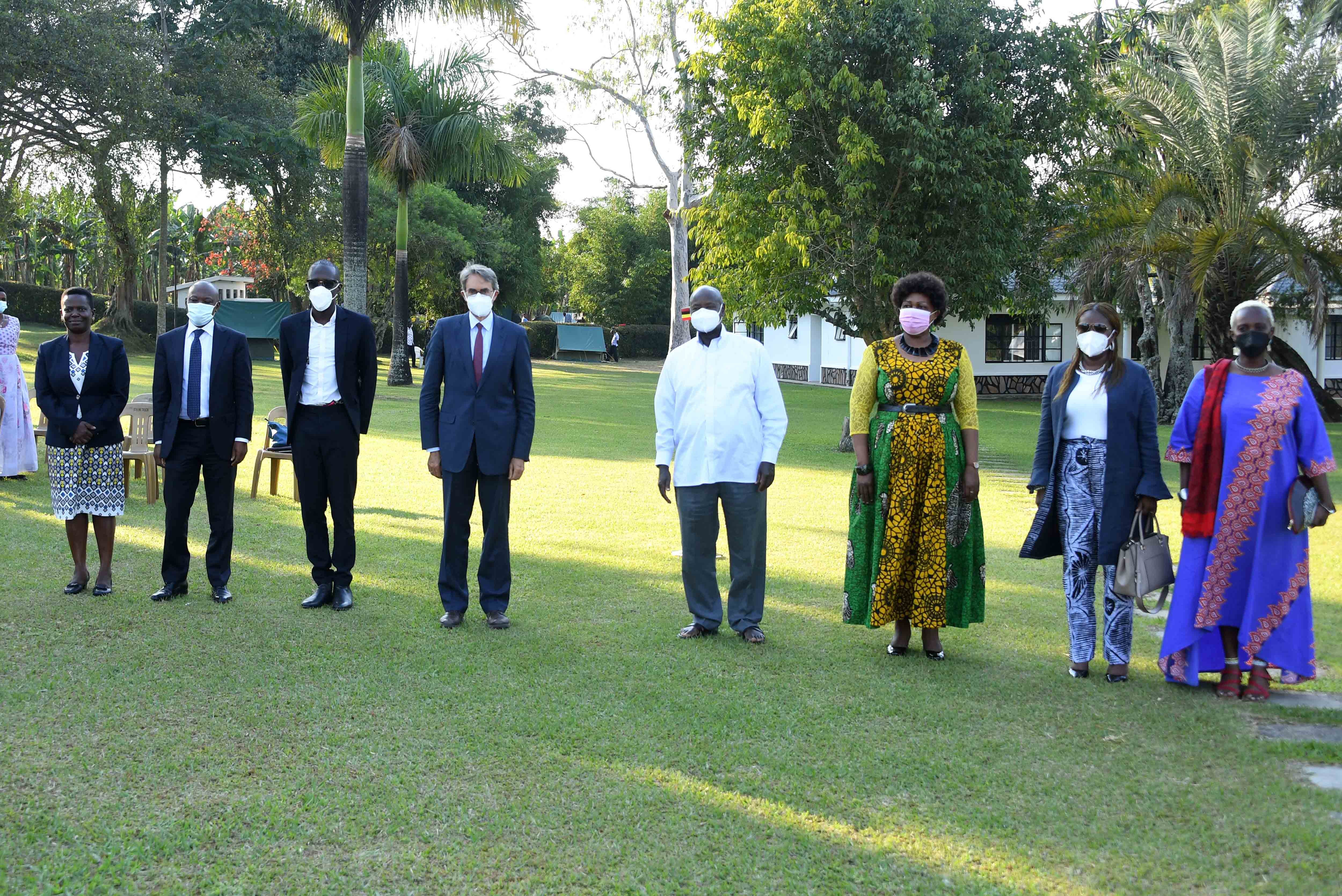 Members of the Human Rights Watch delegation meet with President Museveni in Ntungamo, western Uganda on June 29, 2022. 