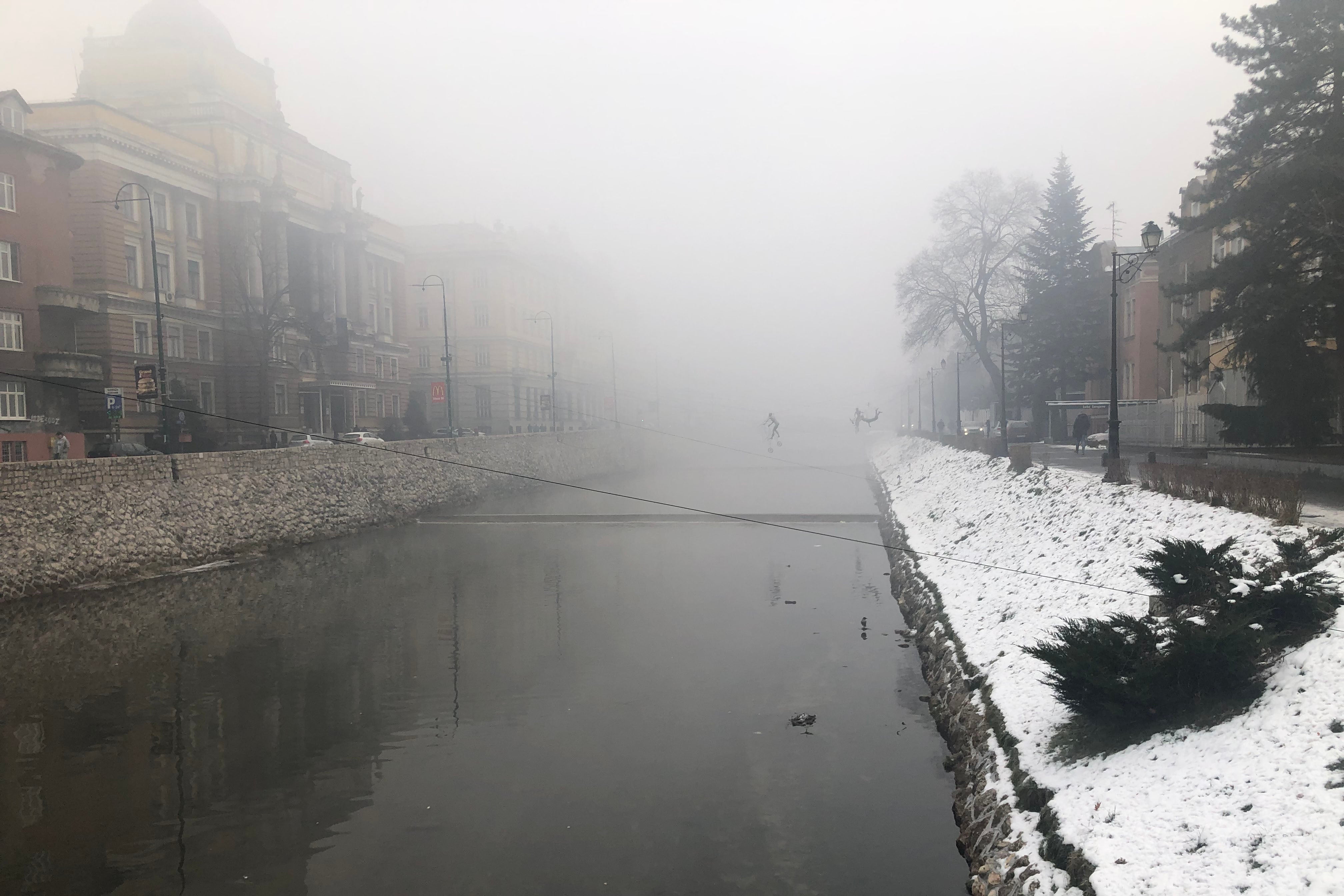Air pollution in Sarajevo, Bosnia and Herzegovina, in December 2020. 