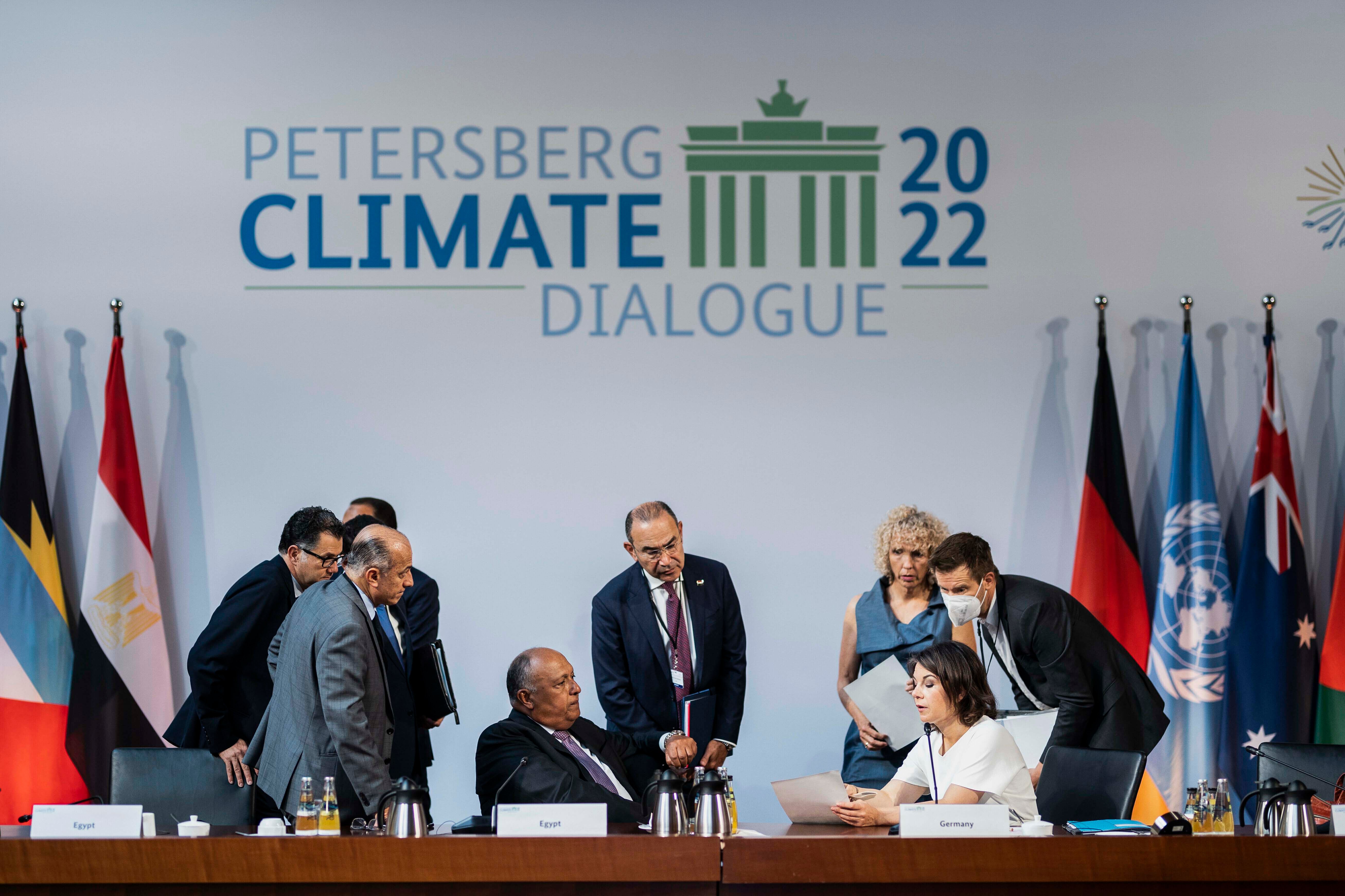 Annalena Baerbock (Alliance 90/The Greens), Federal Foreign Minister, and Sameh Shoukry, Foreign Minister of Egypt, photographed as part of the Petersberg climate dialogue at the Federal Foreign Office in Berlin, July 19, 2022.