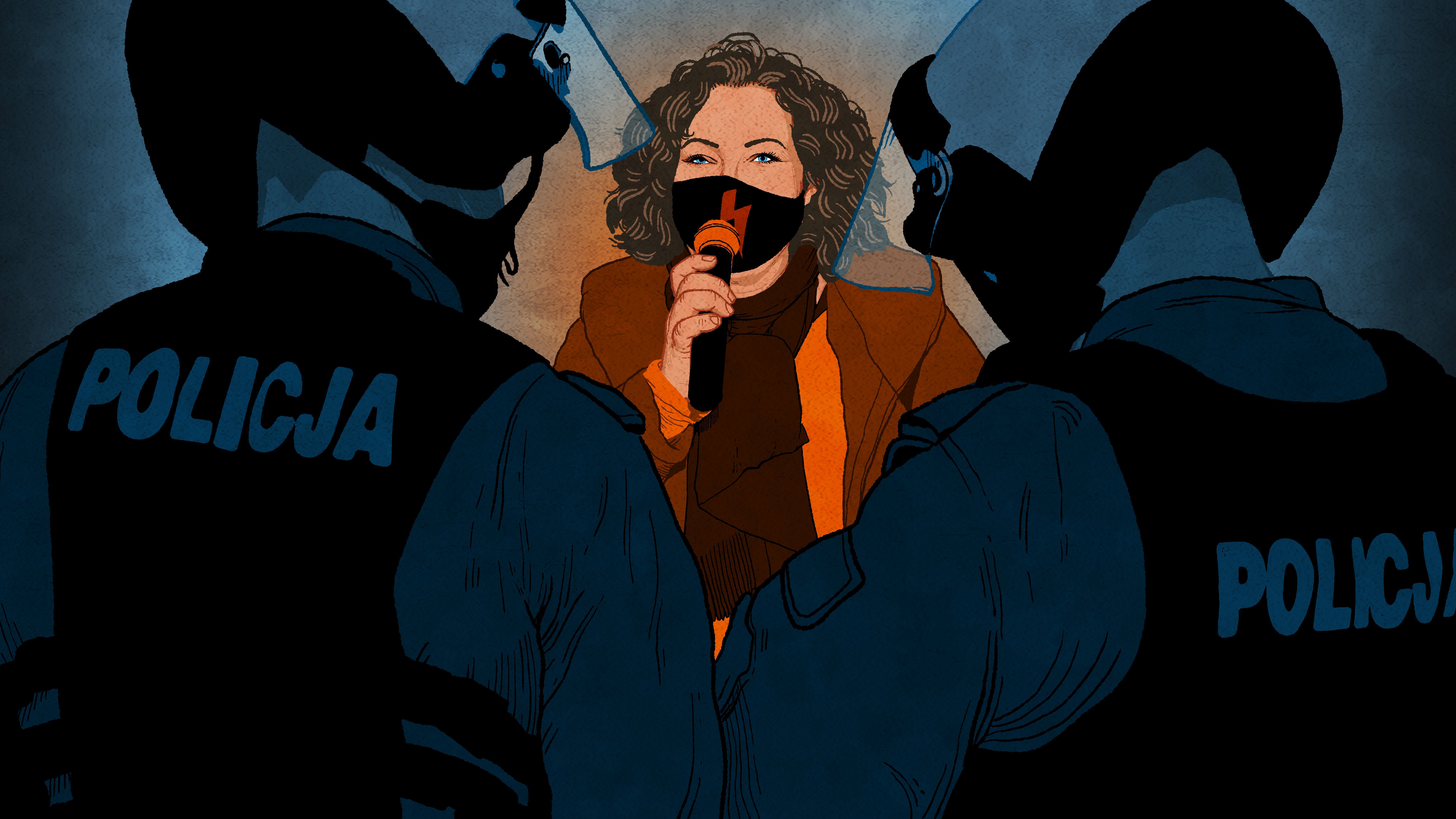 Protest leader Marta Lempart at an abortion rights rally in Poland. 