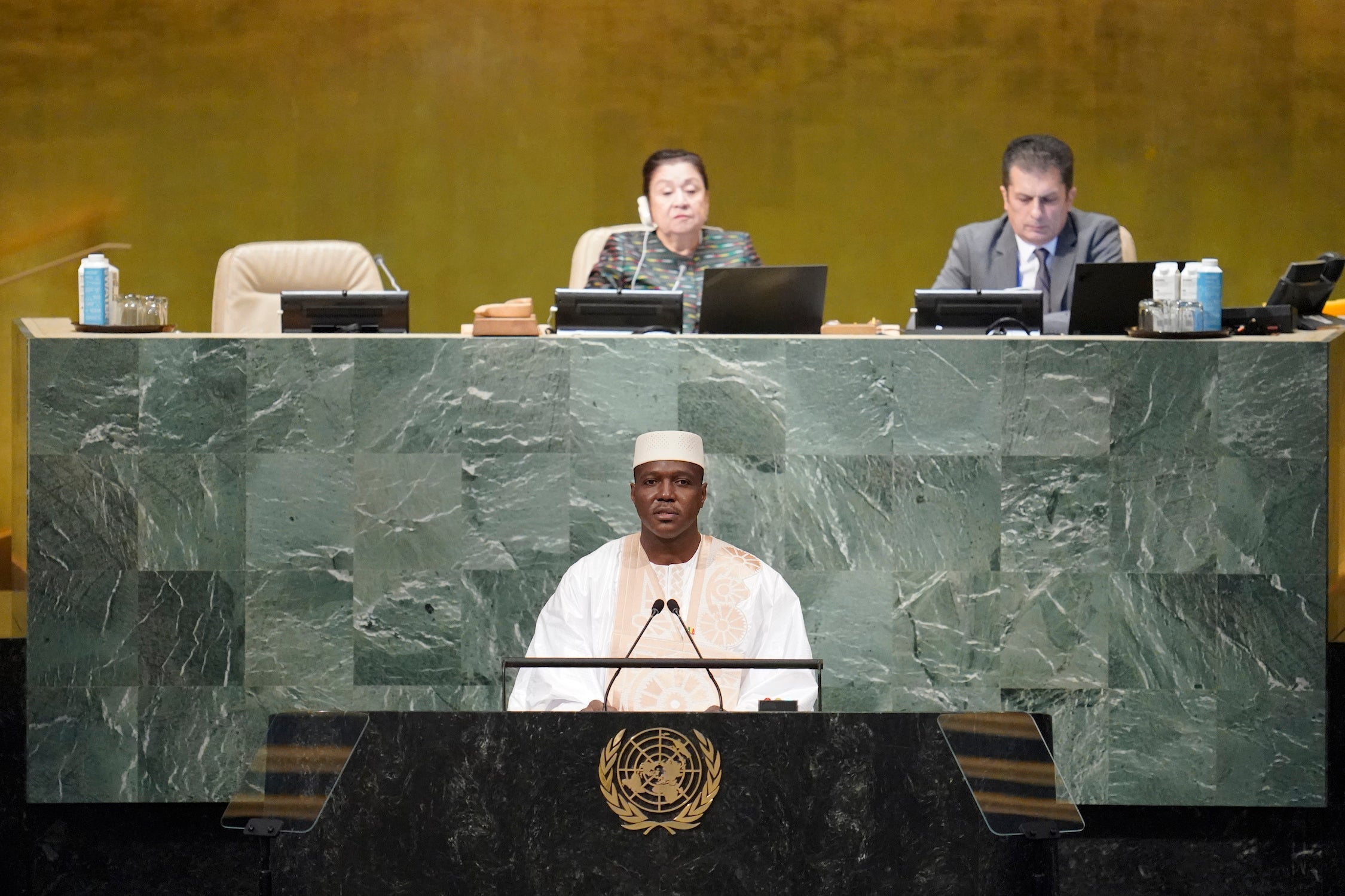 Acting Prime Minister of Mali Abdoulaye Maïga addresses the UN. 