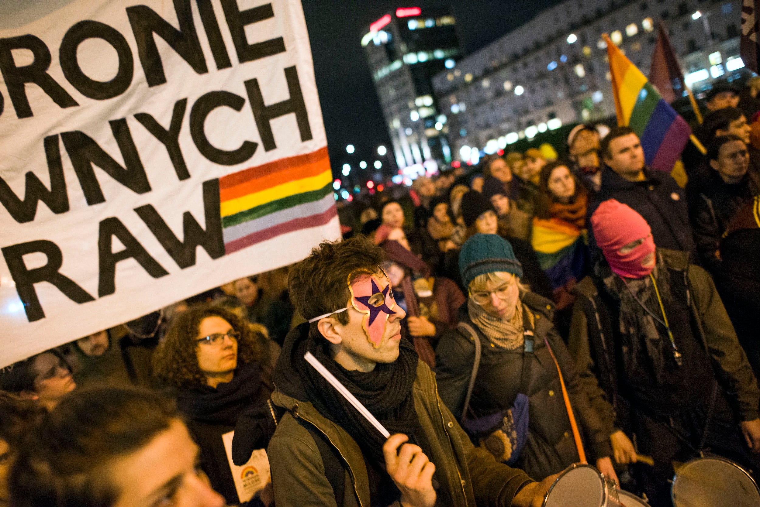 Dozens of LGBTQ activists and citizens protested in Warsaw against the LGBT-free zones resolutions.