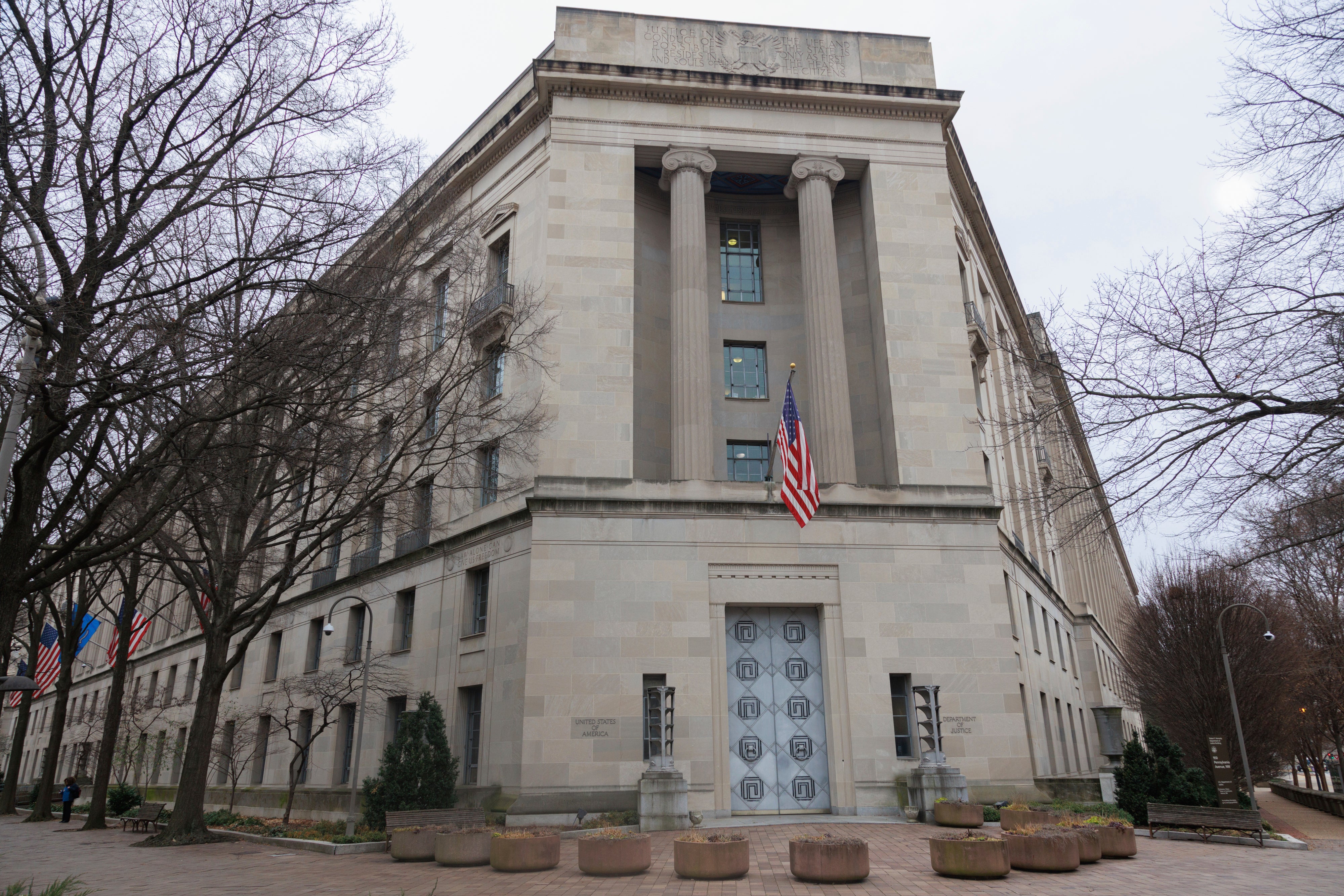 The US Department of Justice building in Washington, DC