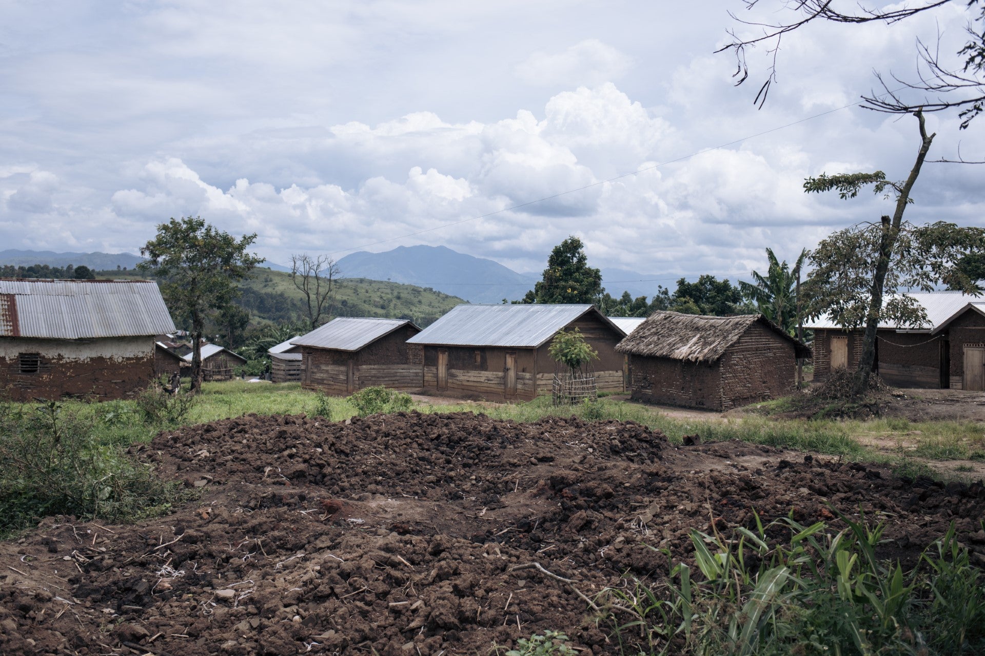 Charred remains of a house burned to the ground in Kishishe, North Kivu, Democratic Republic of Congo.