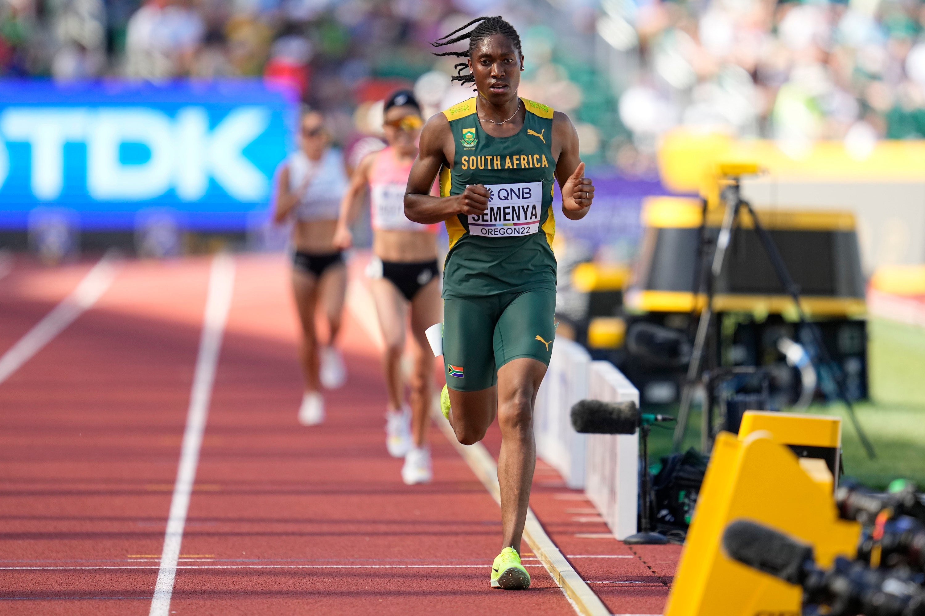 Caster Semenya, of South Africa, competes during a heat in the women's 5000-meter run at the World Athletics Championships, Eugene, Oregon, US, July 20, 2022. 