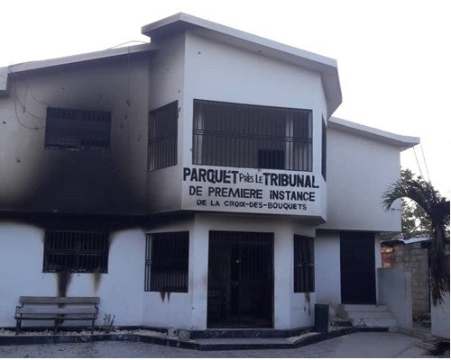 Exterior of a burned building