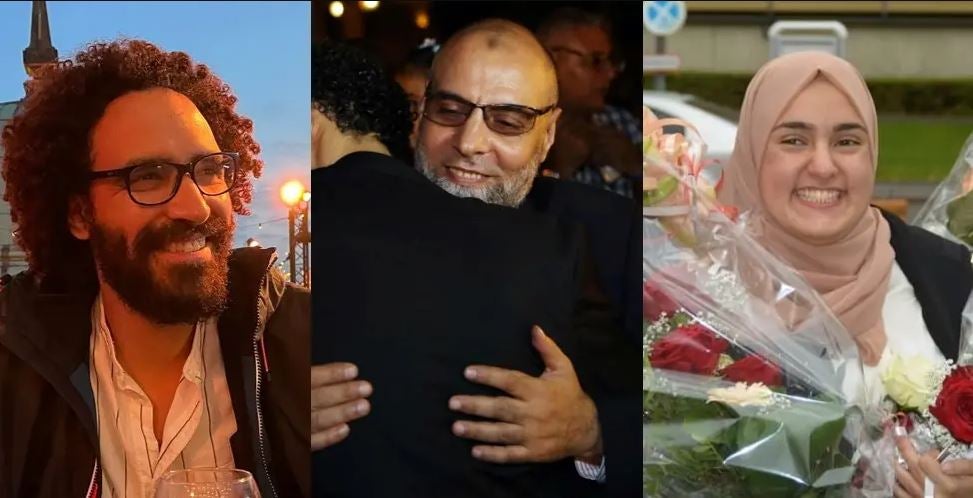 Dari kiri ke kanan: Ahmed Gamal Ziada, Ayah Ziada, dan Fagr al-Adly.