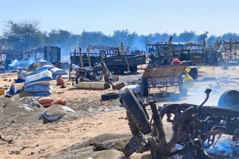 Photograph taken by a witness after the attack on a market near Boulkessi, Mopti Region, Mali on November 18, 2023.