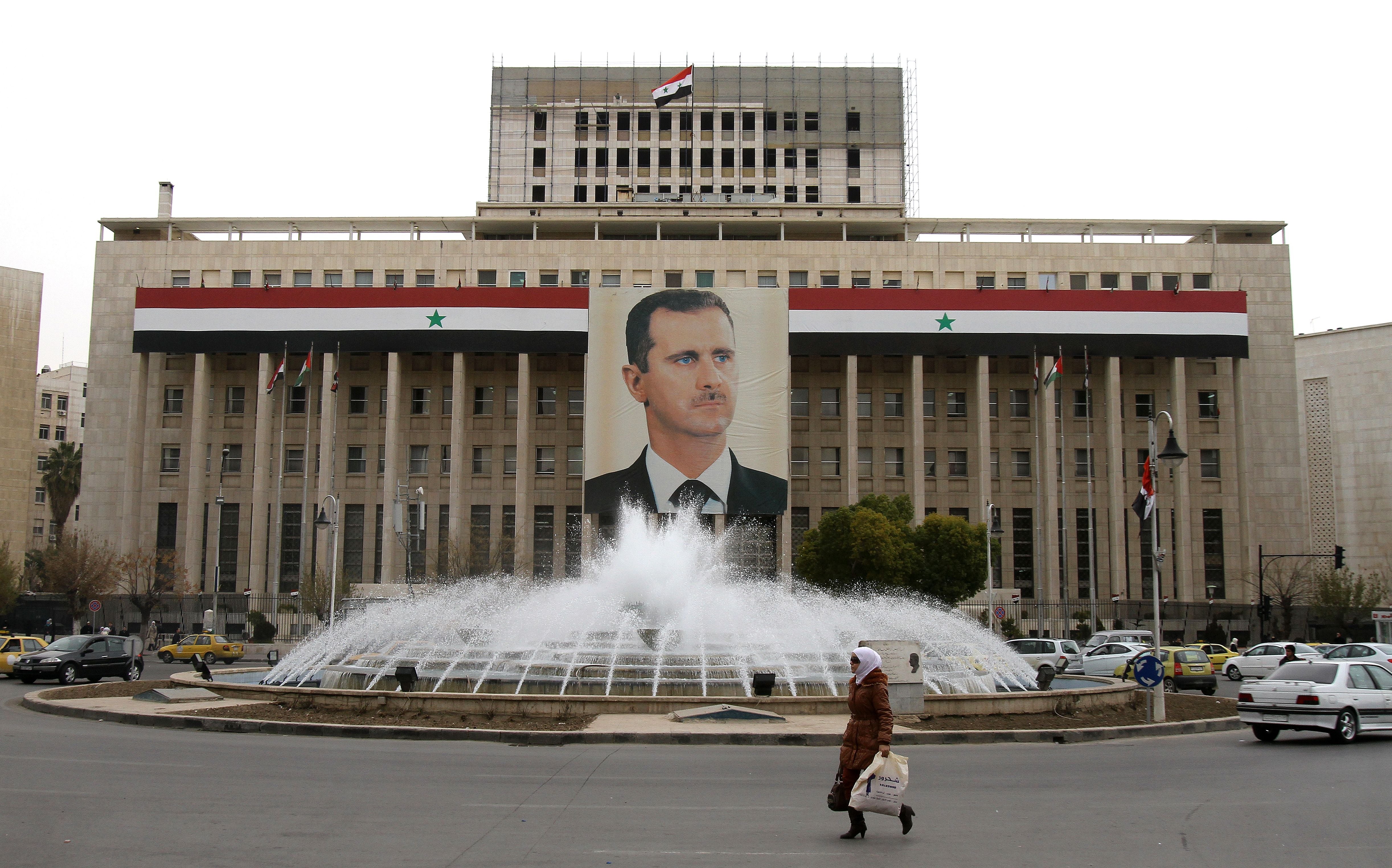 The central bank building in Syria's capital, Damascus, on February 28, 2012. 