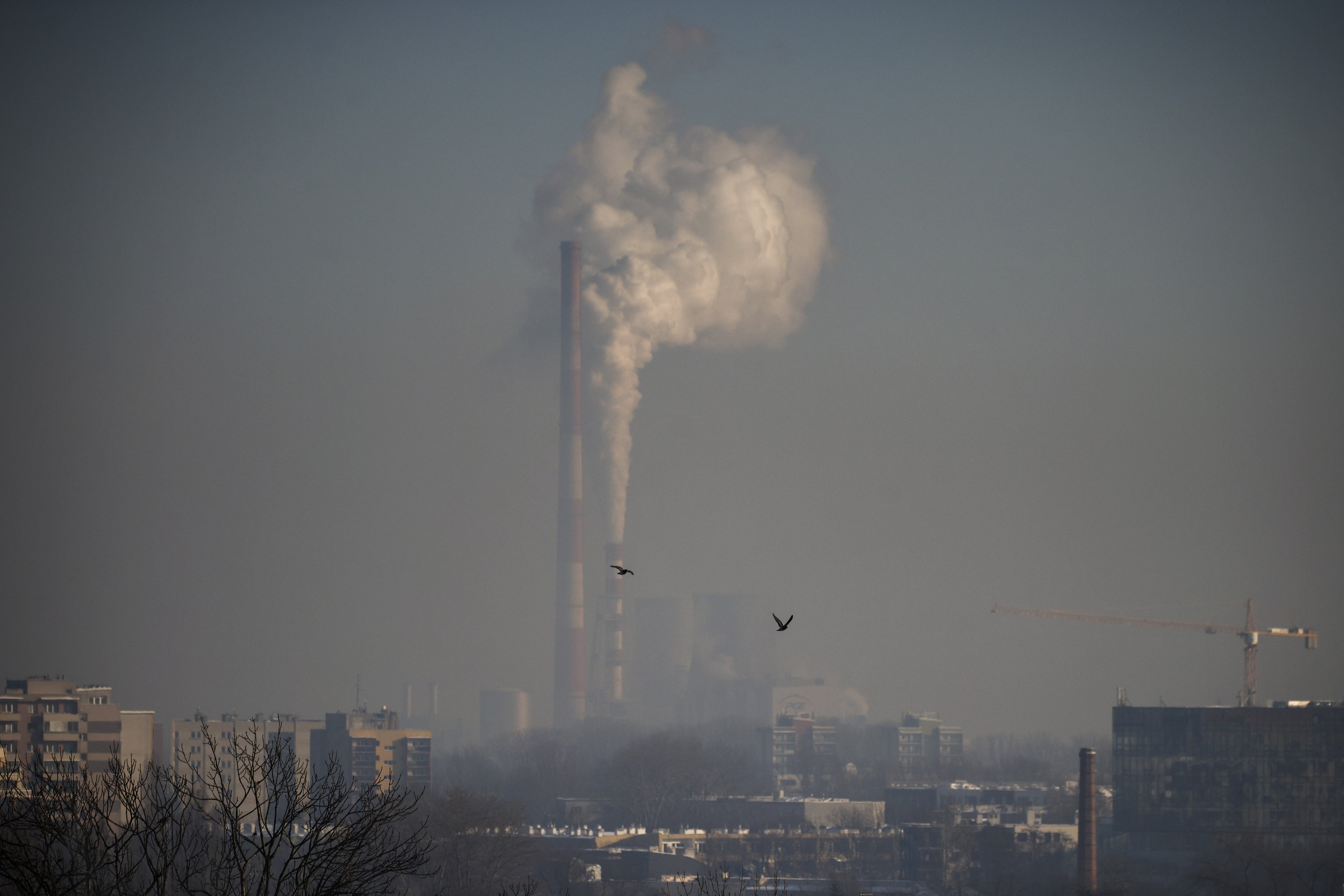 The smog over Krakow from the chimneys of a power plant in Krakow, Poland on January 10, 2024.