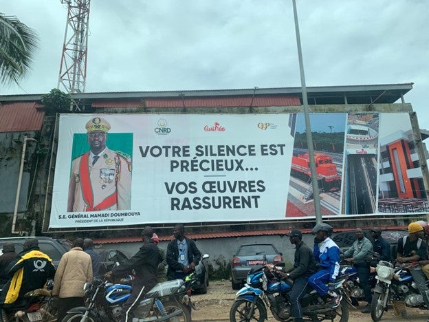 Poster of Gen. Mamady Doumbouya in Conakry's streets, Guinea, September 2024 