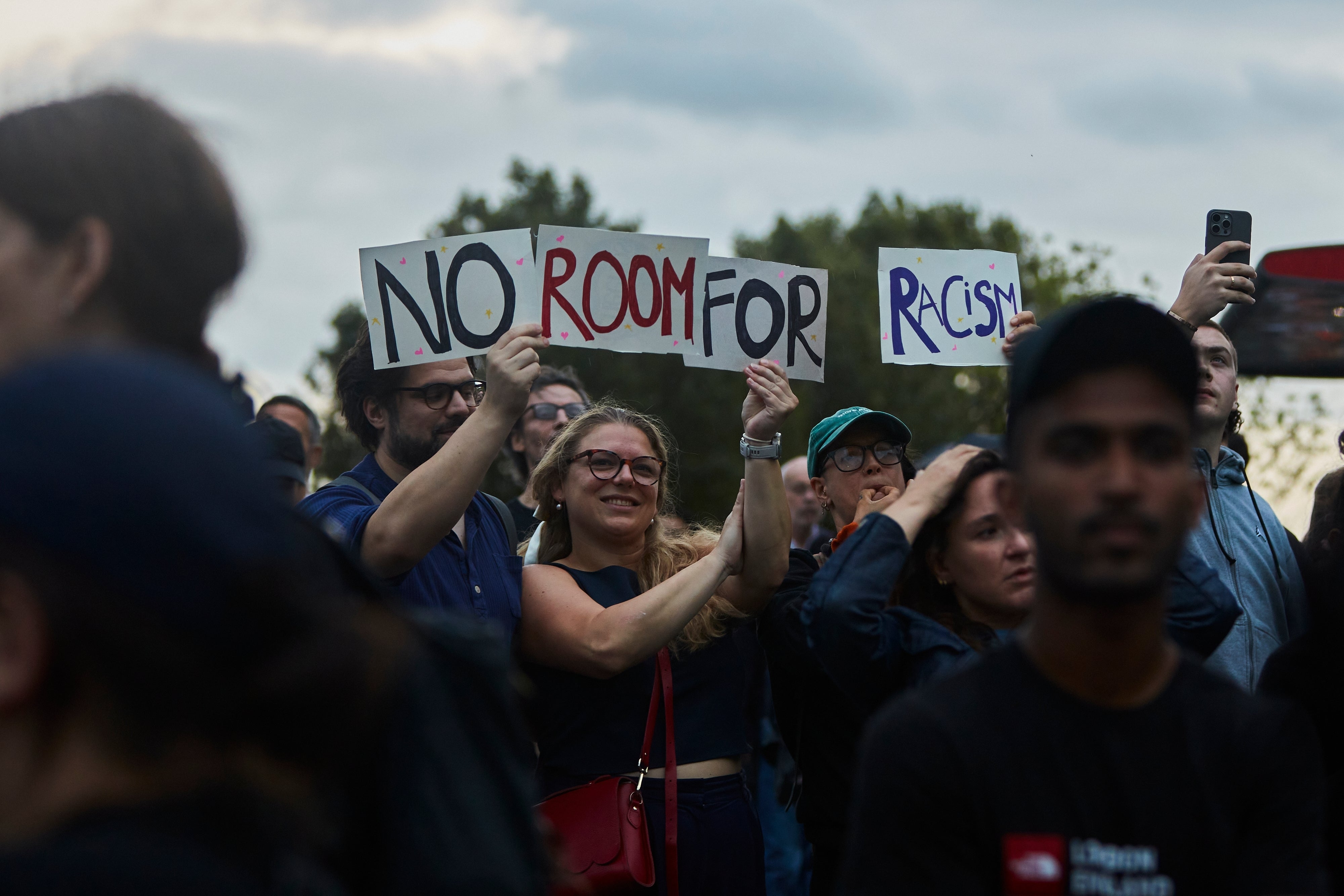 Thousands of peaceful protesters stand up for rights in an Anti-Racism Protest in London, UK, August 7, 2024.