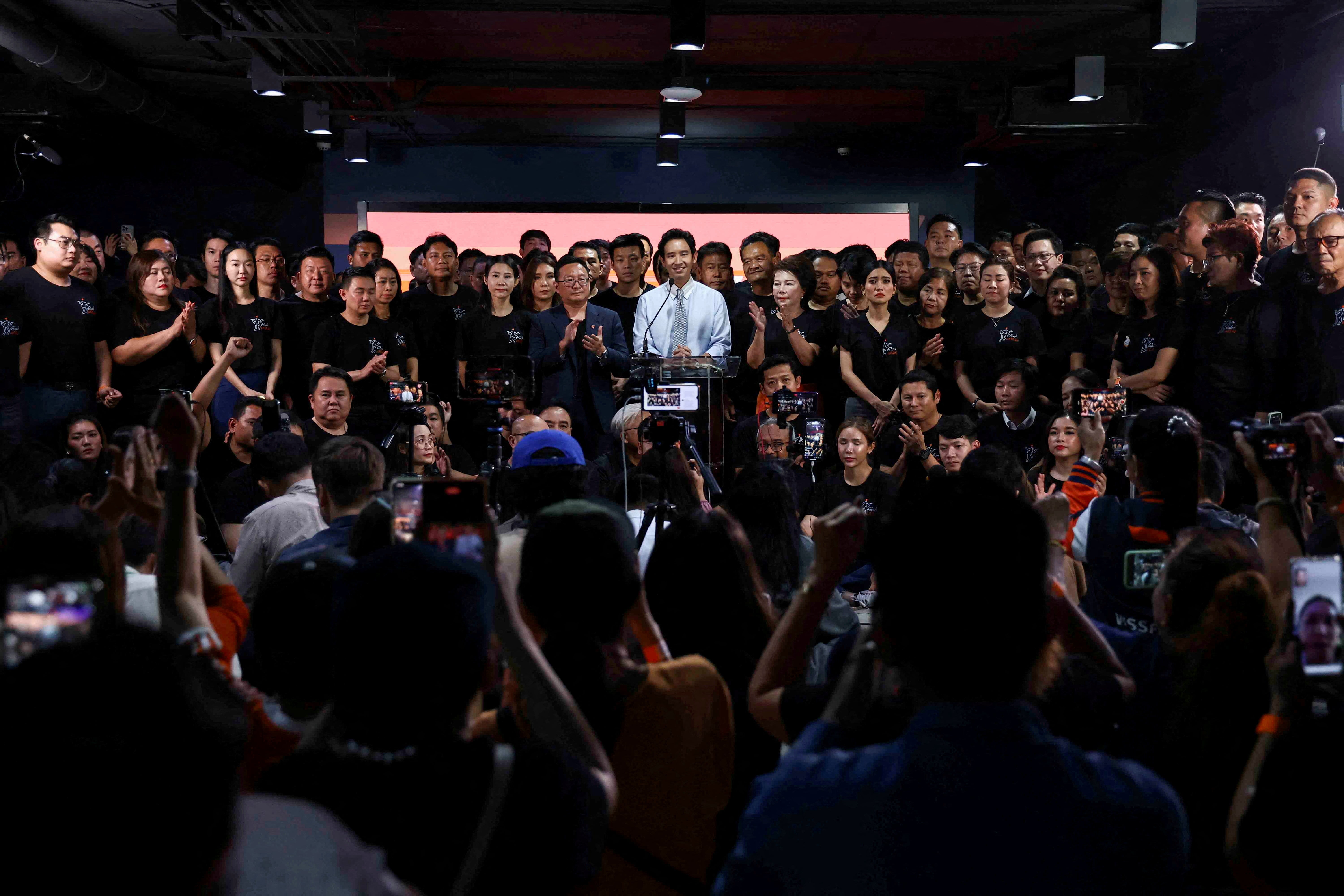 Former Move Forward Party leader Pita Limjaroenrat speaks at a press conference alongside former MFP members of parliament, after Thailand's Constitutional Court dissolved the party over its call for lese-majeste reform, in Bangkok, August 7, 2024. 