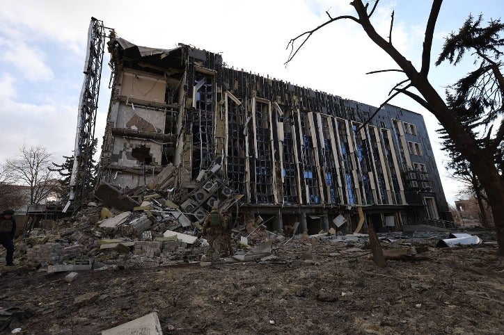 Photo of a destroyed government building