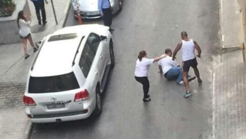 George Ibrahim al-Reef is stabbed multiple times after a traffic dispute in Beirut, Lebanon in this still from video