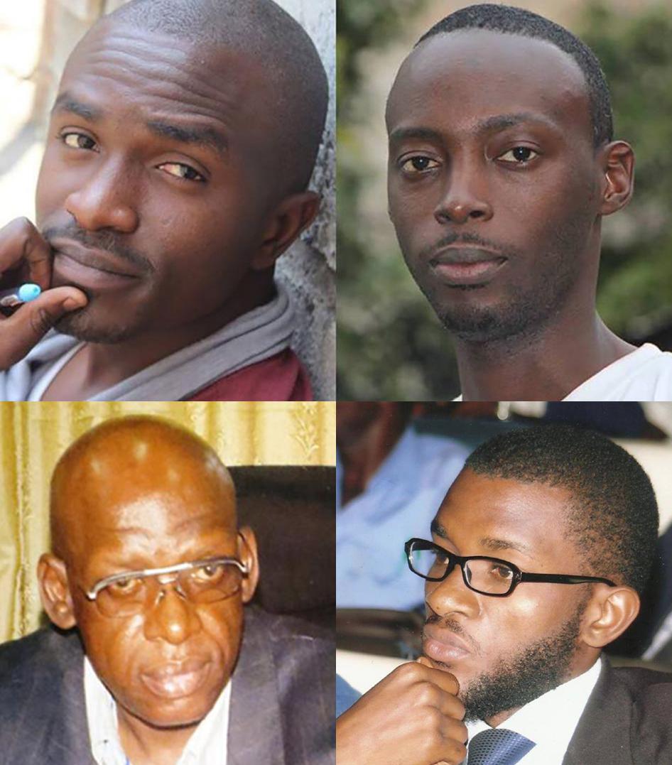 Dans le sens des aiguilles d'une montre, à partir de l'image du haut à gauche: les activistes Fred Bauma, Yves Makwambala, Jean-Marie Kalonji, et Christopher Ngoyi.