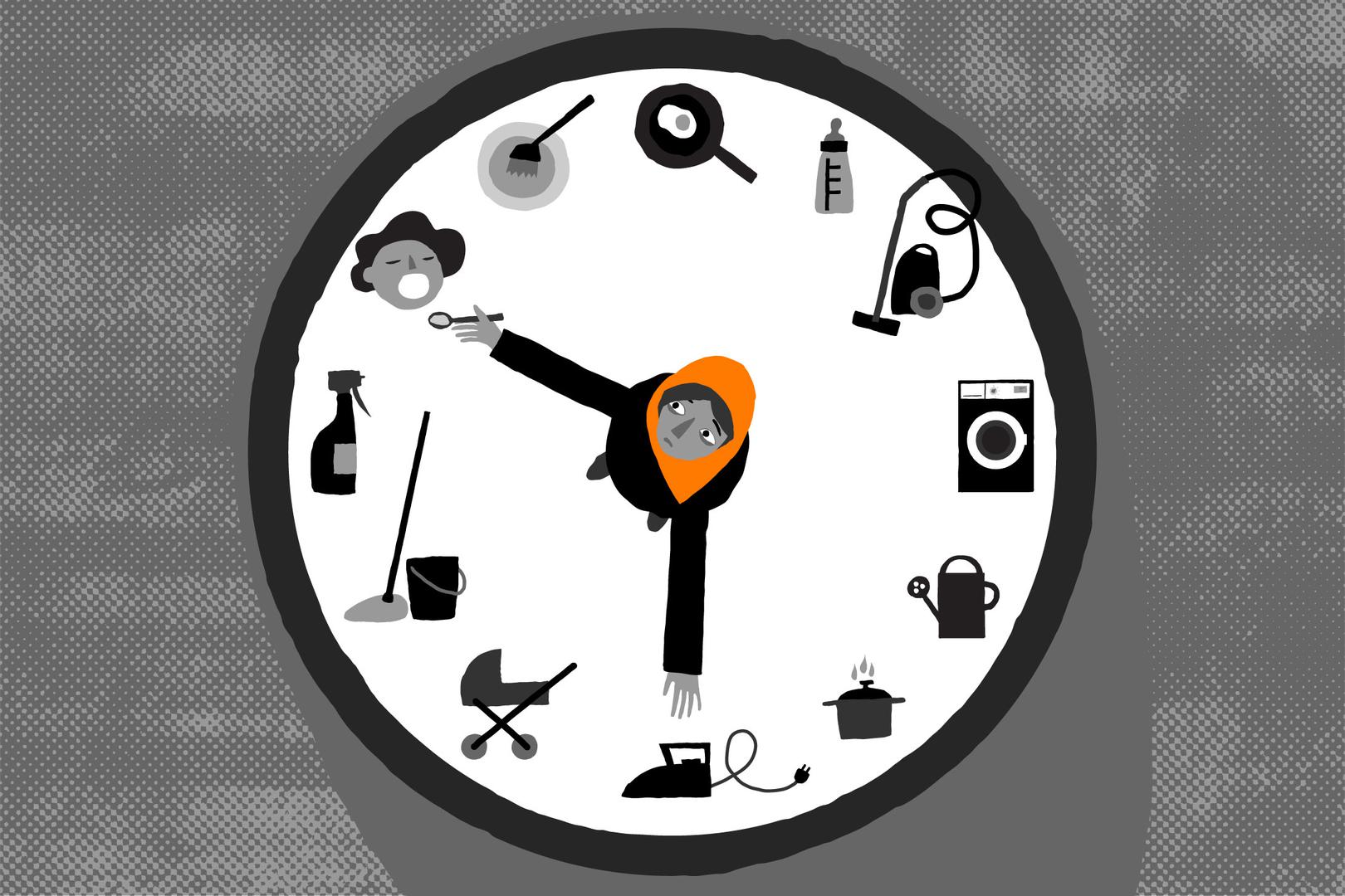 Illustration of a domestic worker exploited in Oman.