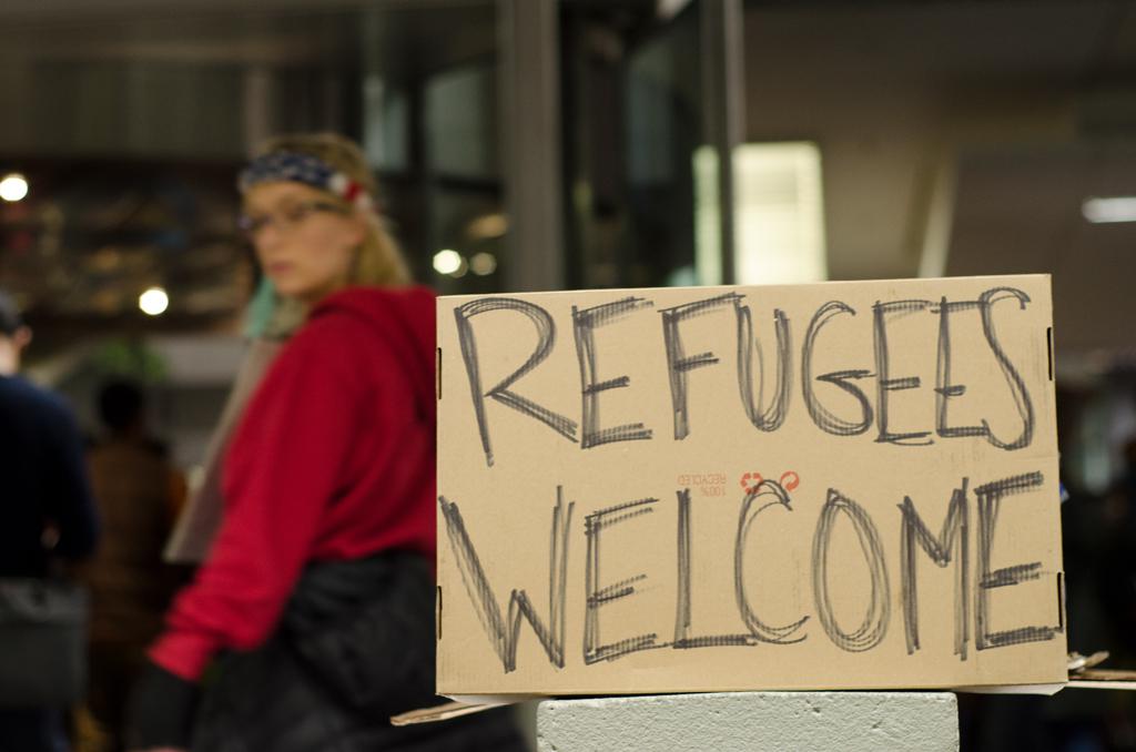 Photo of a protest at the San Francisco International Airport against Donald Trump’s January 2017 executive order on immigration, January 28, 2017.