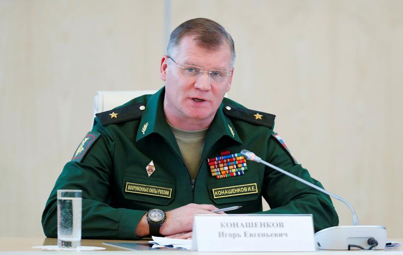 Spokesman for the Russian Defense Ministry, Major-General Igor Konashenkov, speaks during a news conference in Moscow, Russia, September 26, 2016.