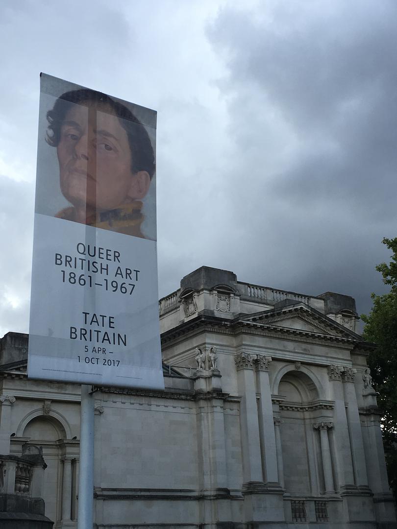 A poster advertising the exhibition, "Queer British Art: 1861-1967" at the Tate Britain museum in London, United Kingdom, 2017.