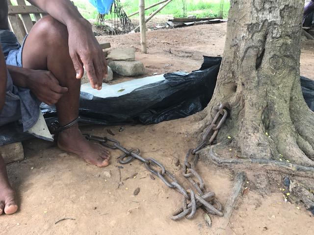 Asare was freed in June after having been shackled in this spot for nine and half years because of a mental health condition.