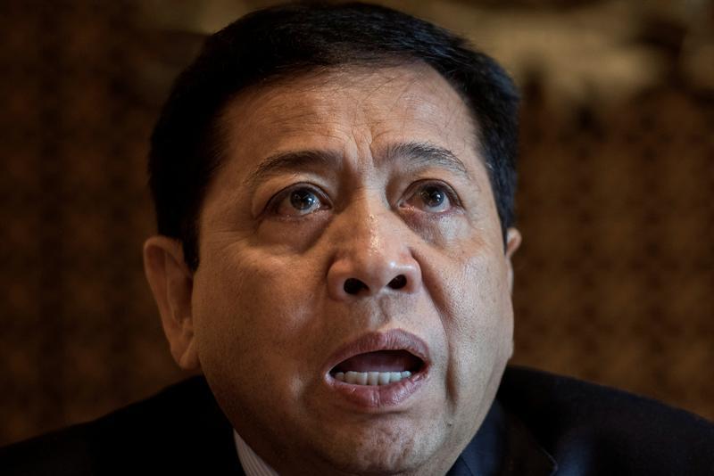 The speaker of Indonesia's parliament Setya Novanto talks to reporters in Jakarta, Indonesia, July 18, 2017.