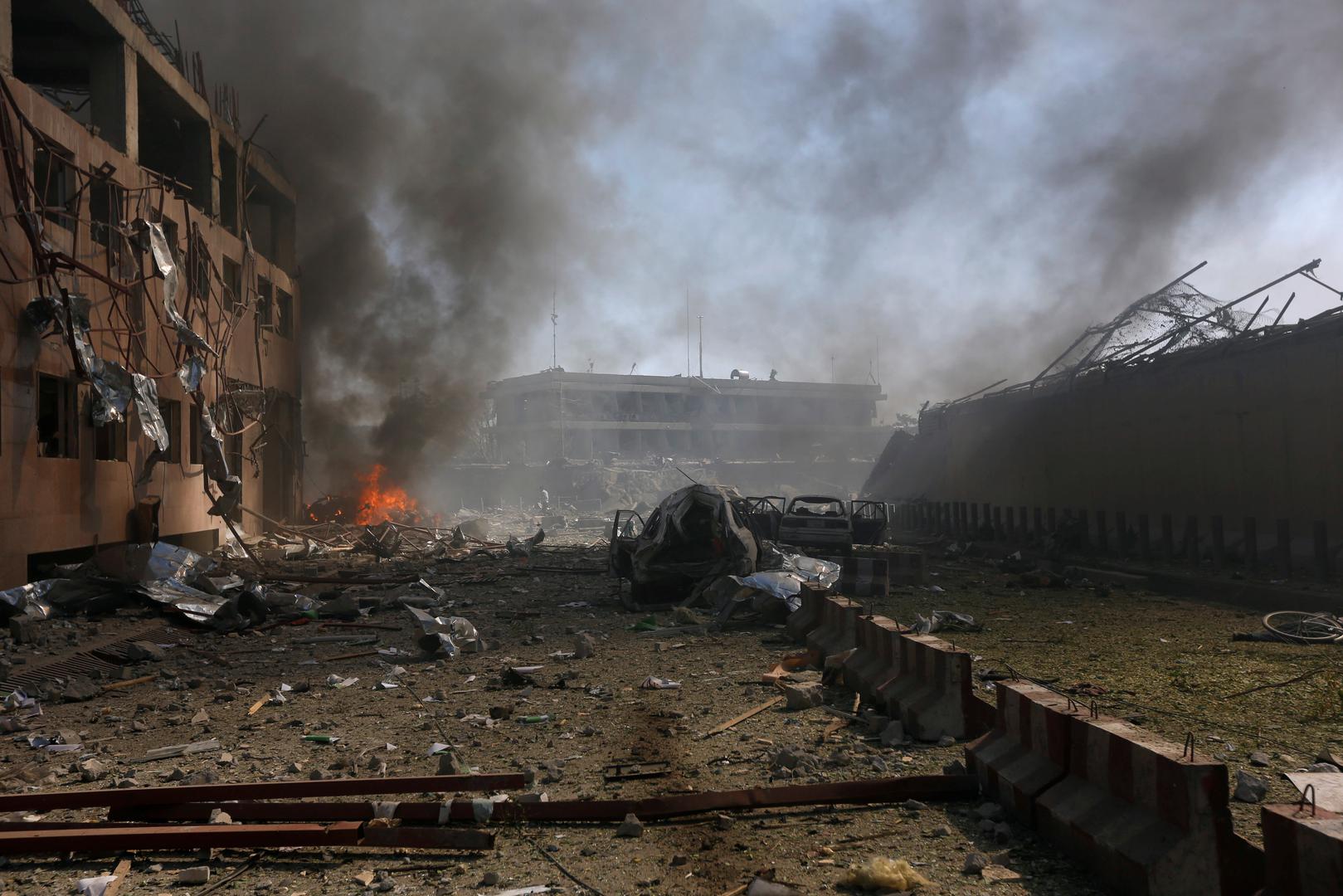 Photo of damaged cars and buildings after a bombing in Kabul, Afghanistan, May 31, 2017. 