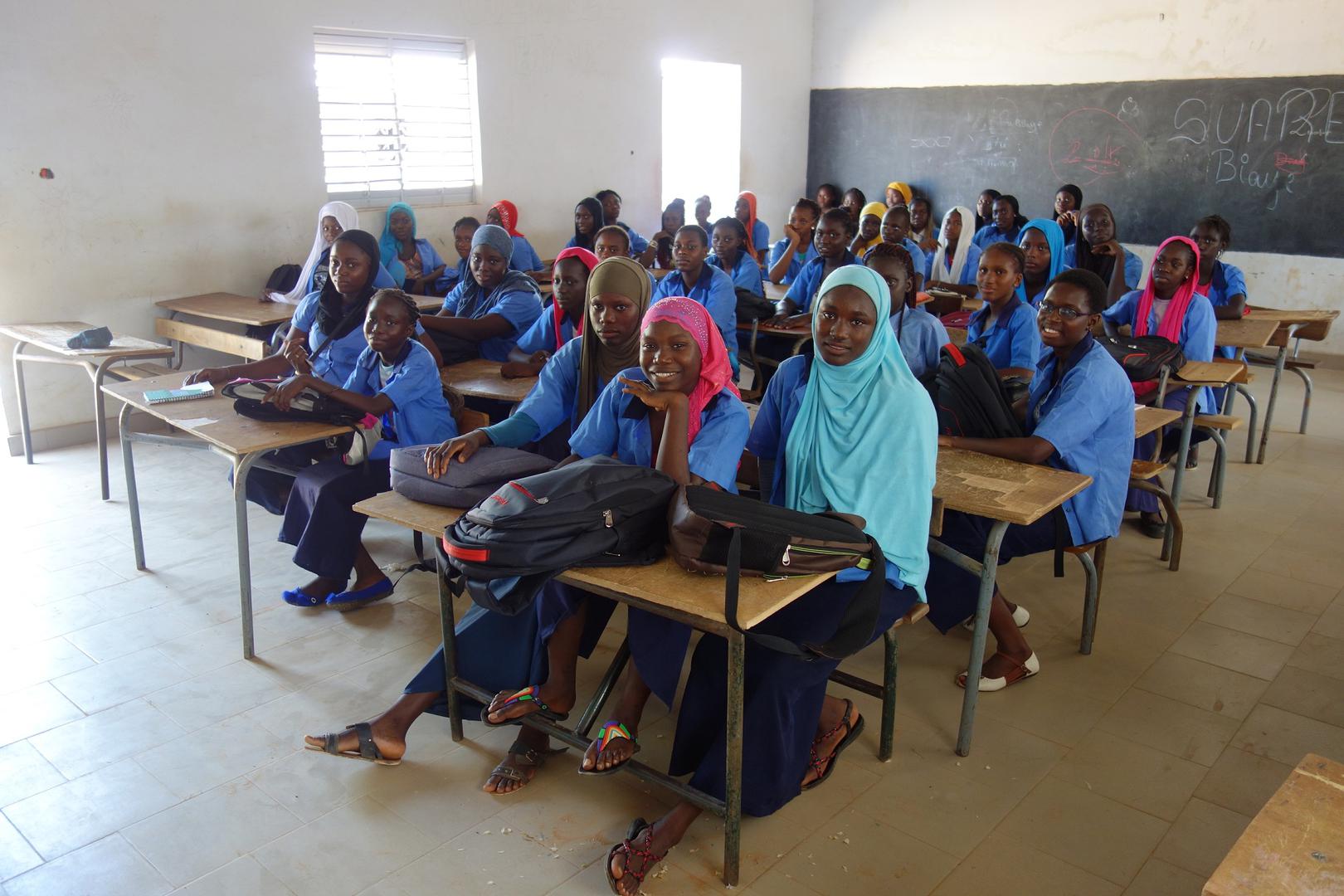 Secondary school students in a classroom in southern Senegal. 