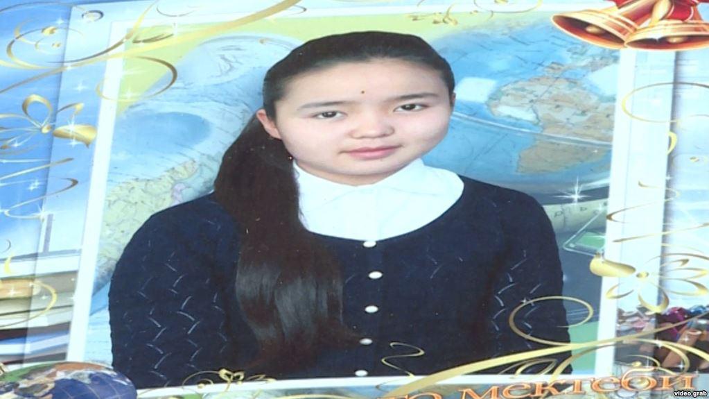 Screenshot from a video showing a photograph of Burulai Turdaaly Kyzy. 