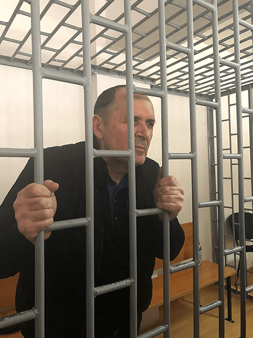 Oyub Titiev at a court hearing in Grozny, Chechnya, May 4, 2018.