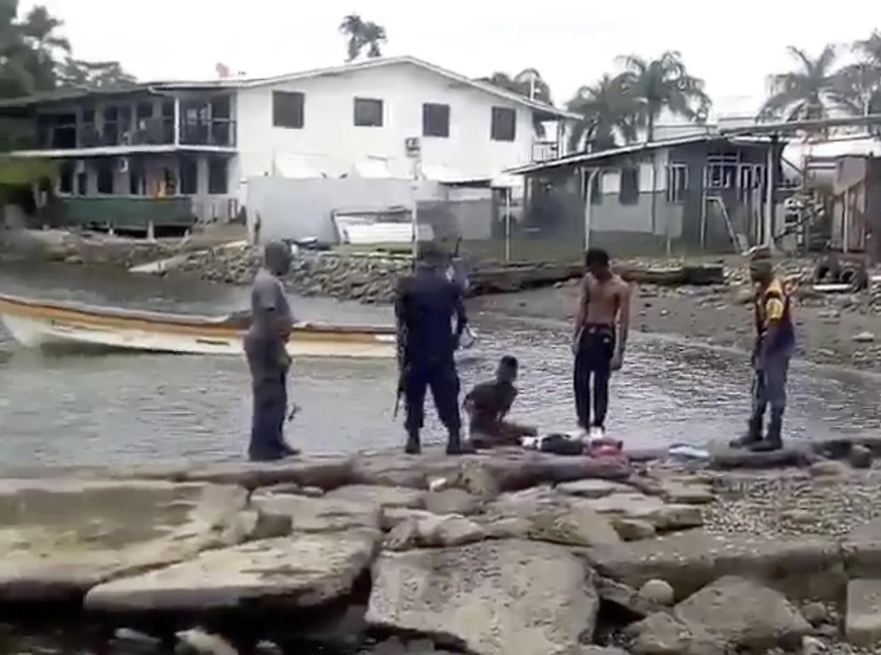 Video footage of a boy being beaten by police in Kimbe, Papua New Guinea.