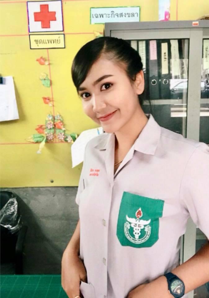 Family photo of police medic Capt. Sineenath Kongput, who was seriously wounded in a car bombing in Thepa district, Songkhla province,  Thailand, on January 8, 2019.  