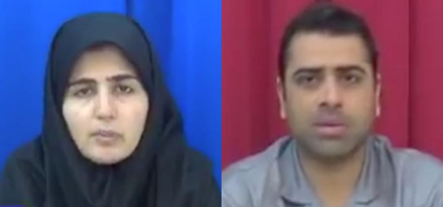 Screen shot from Islamic Republic of Iran Broadcasting (IRIB) Channel 2 of likely coerced confession of Sepideh Gholian and  Esmael Bakhshi.