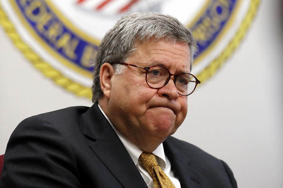 Attorney General William Barr speaks during a tour of a federal prison in Edgefield, South Carolina