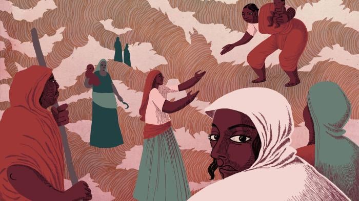 An illustration of Indian women 