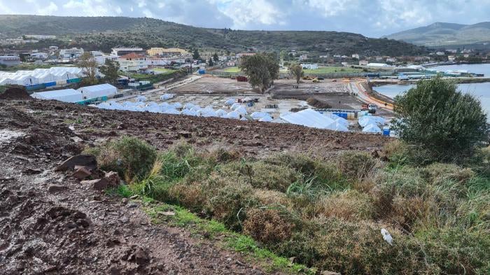 The area on the hill from where authorities are removing soil