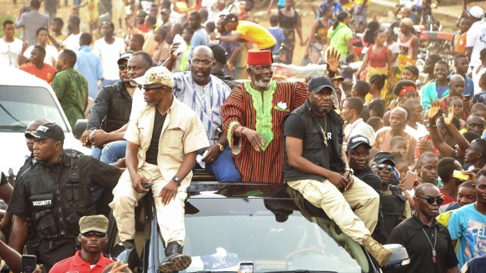 Prince Y. Johnson attends a political rally in Liberia in 2017. 