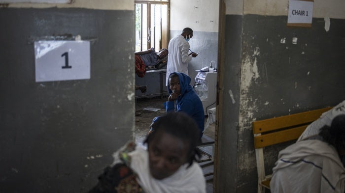 A doctor visits a patient at the emergency ward of the Suhul General Hospital in Shire, Ethiopia, October 11, 2024.