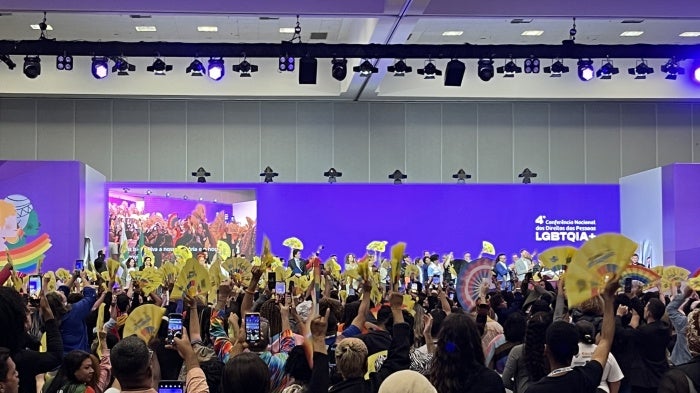The opening ceremony of the 4th National Conference on the Rights of LGBTIQIA+ People in Brasilia, Brazil on October 21, 2025.