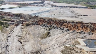 aerial image of a breach in Zambian mine