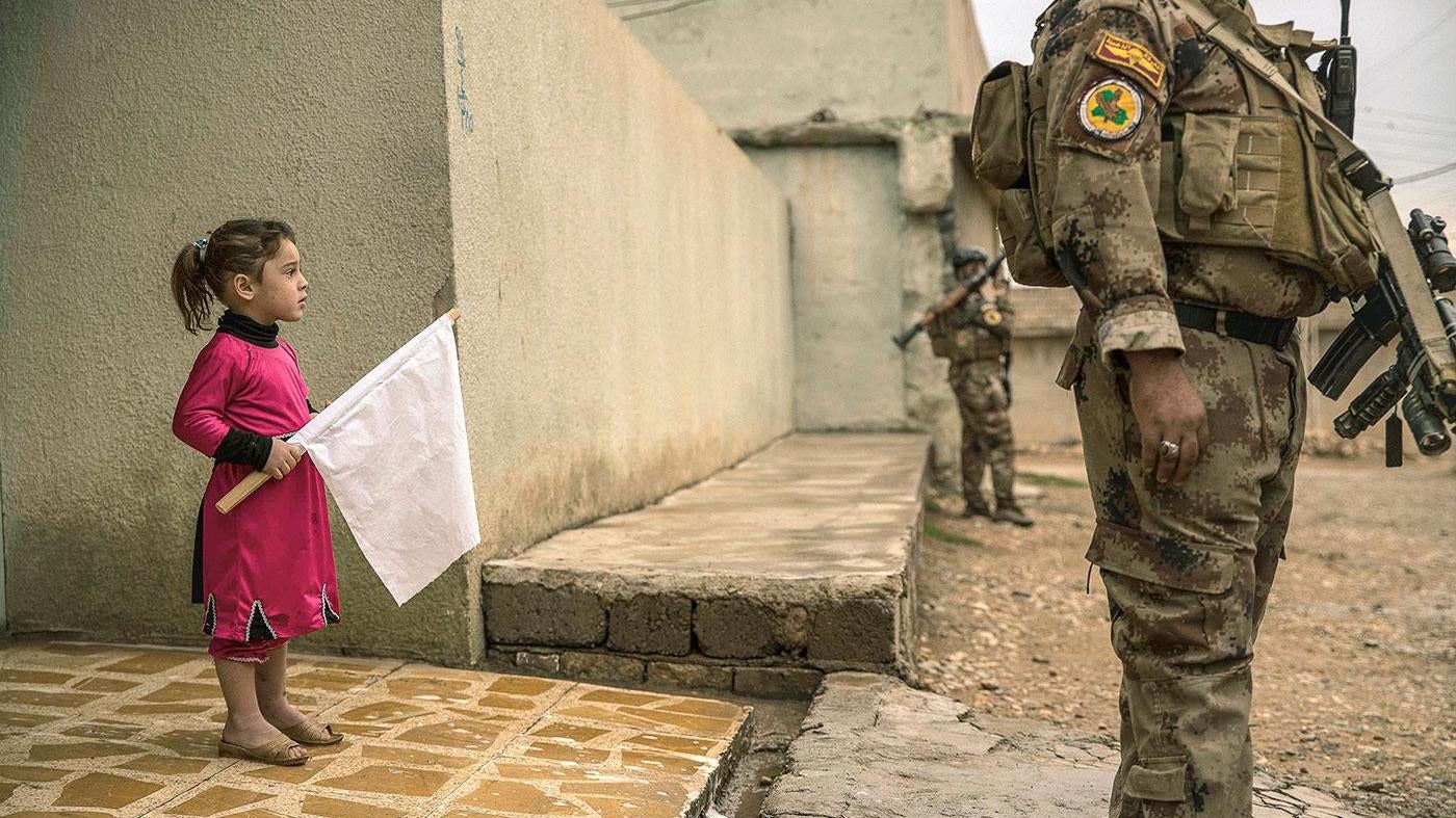 A house in northeast Mosul after the area was retaken from ISIS by Iraqi forces in November 2016. © 2016 Alvaro Canovas/Paris Match via Getty Images