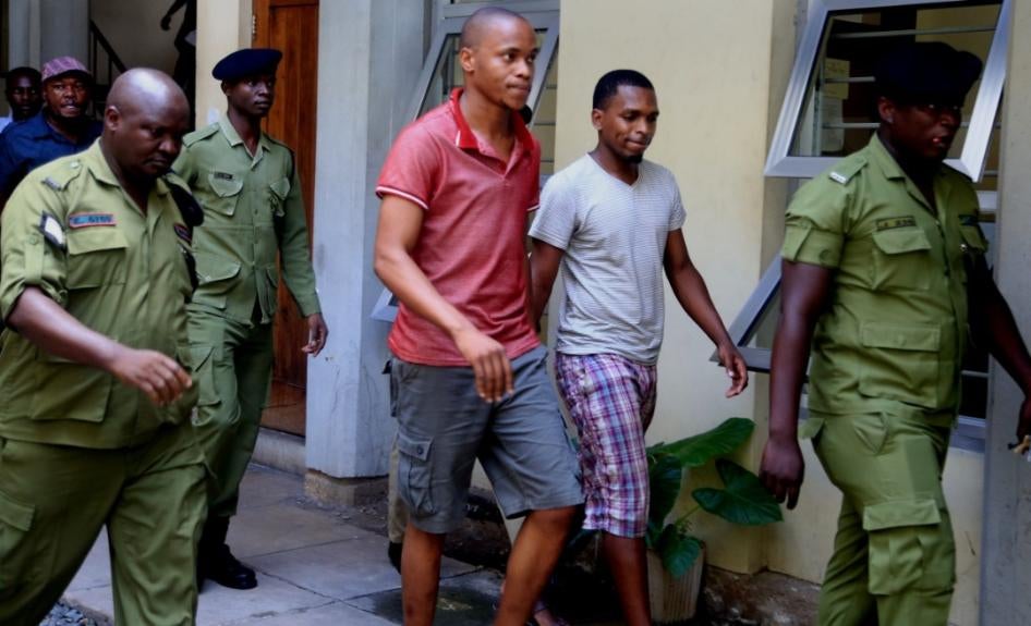 Tito Magoti and Theodory Giyani attend a court hearing in Dar es Salaam on December 24, 2019.